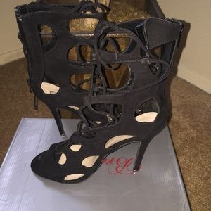 Black lace up heels