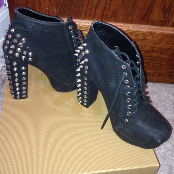 Spiked studded heel booties