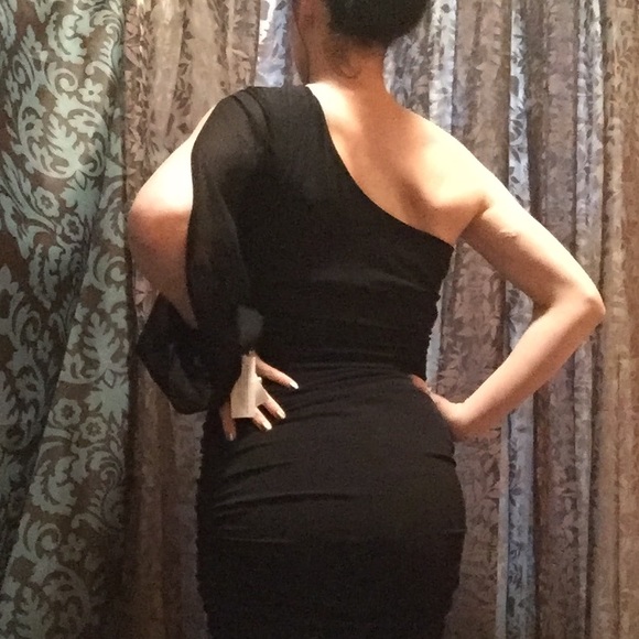 NWT black one shoulder cocktail dress - Picture 3 of 4