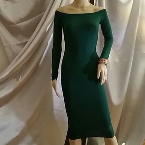 Off The Shoulder Green Midi Dress