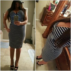 Ann taylor blue n white fitted  sailor dress