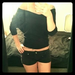 Black off the shoulder shirt