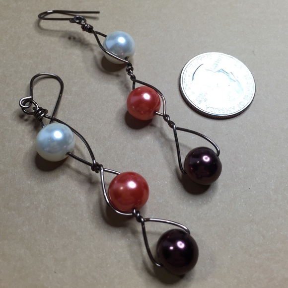 EV6 Bronze 18 gauge wire with Glass Pearls 2pc set - Picture 3 of 4
