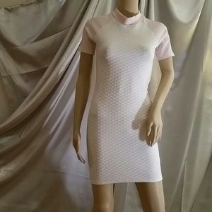Quilted Pink And White Mini Dress