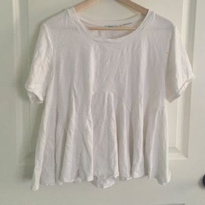 white ruffle/peplum shirt