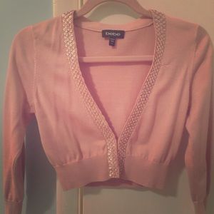 pale pink cropped cardigan