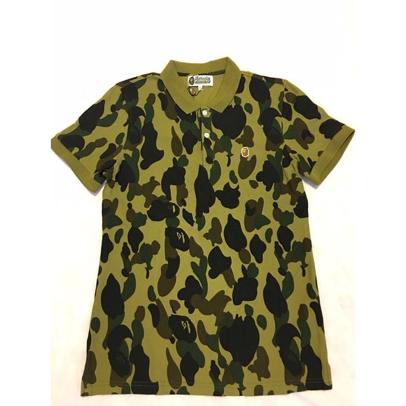 Bathing Ape 1st Camo Green Bape Polo Brand New