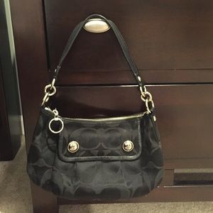 Coach Poppy Signature Sateen Handbag in black
