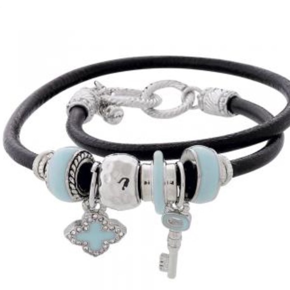 Cute Leather Wrap Bracelet with Charms NWT