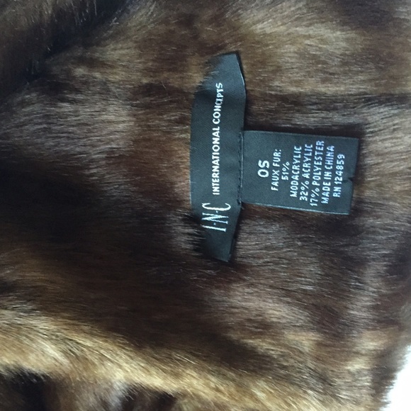 Faux Fur Chestnut Mink Slip Through Shawl Stole - Picture 3 of 4