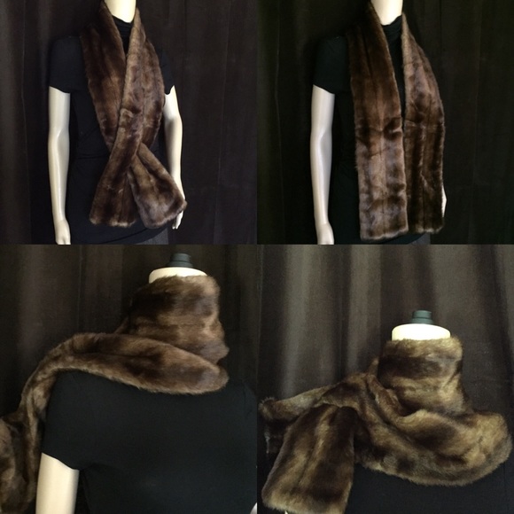 Faux Fur Chestnut Mink Slip Through Shawl Stole - Picture 4 of 4