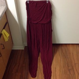 Burgundy strapless rumper