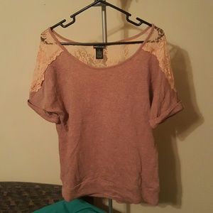 Floral lace scoop neck shirt