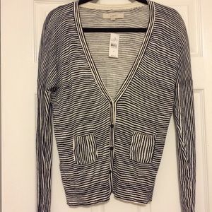 Navy & Off White Striped Cardigan *NWT*