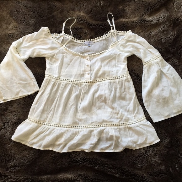 TOBI white bohemian off shoulder tunic