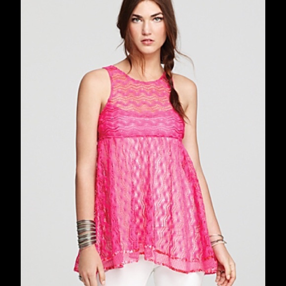 Free People Madame Butterfly Lace Tunic Top - Picture 3 of 4