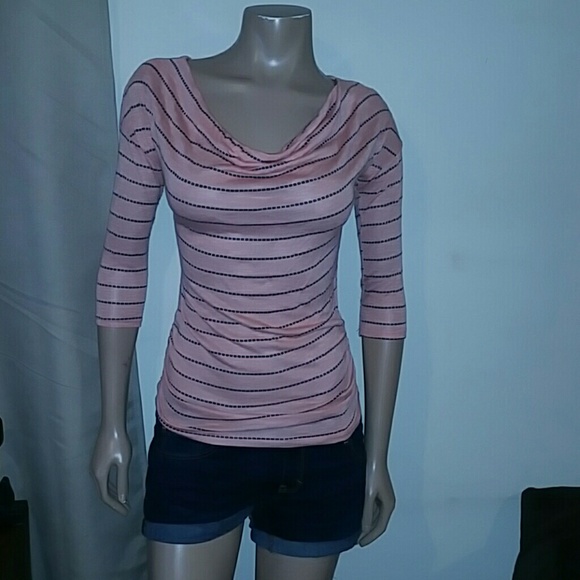 Scoop neck and high open back peach top