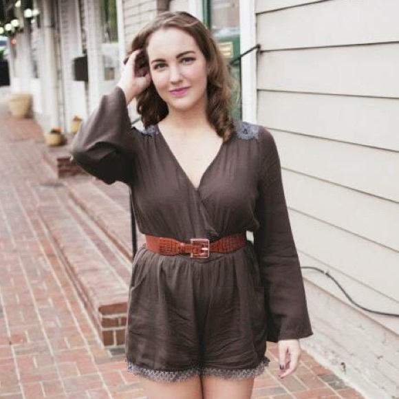 American Apparel Pants - Olive Green Long-Sleeve Romper