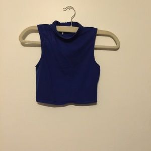 Blue turtle neck crop top