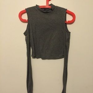 Grey turtle neck crop top