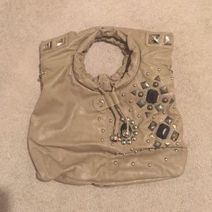 Tan jeweled bag