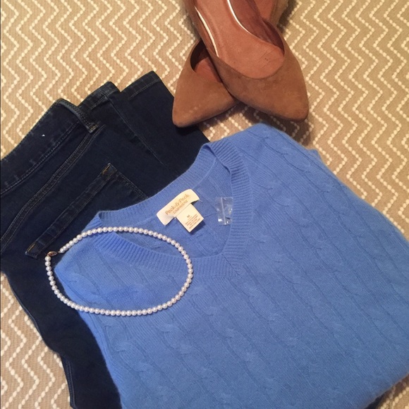 Blue Cashmere Cable Sweater