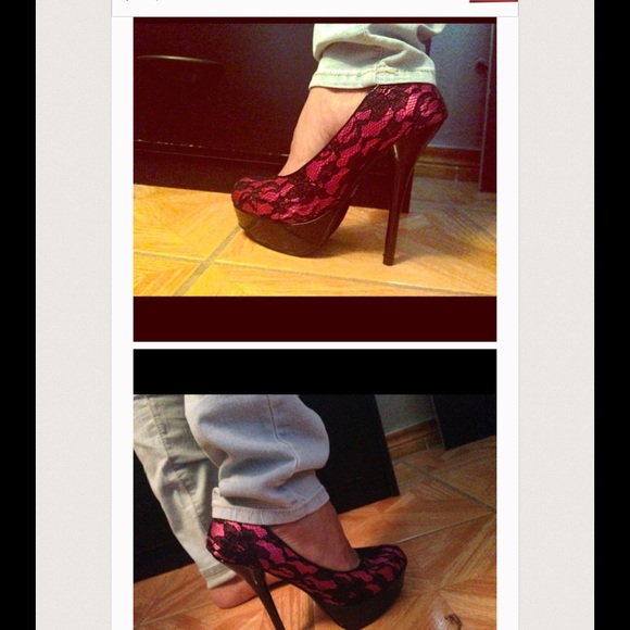 Hot pink platform heels