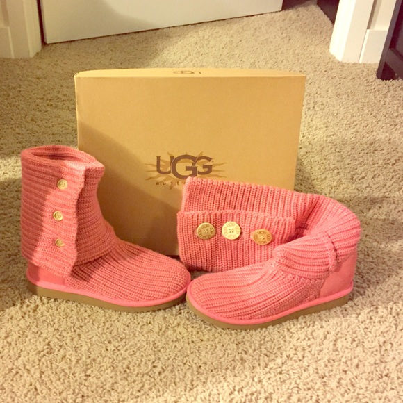 Pink size 7 Classic Cardy crochet UGG boots