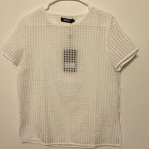 White grid printed top