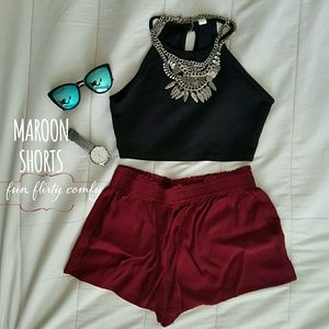 *SOLD* Maroon/Red Flowy Shorts