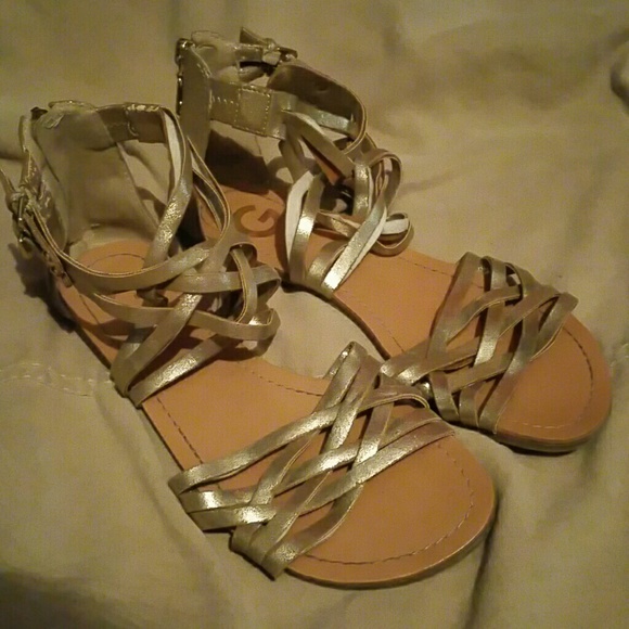 G by Guess gold strap sandals