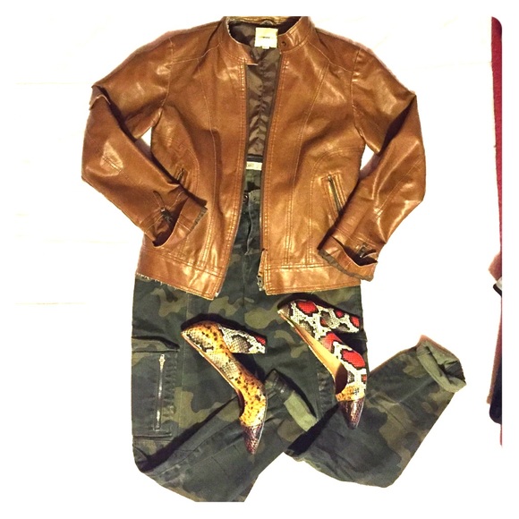 Worn Cognac Leather-feel Jacket 😍☁️💨💞