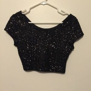 Black sequin crop top