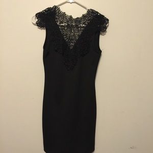 Black dress with lace neck