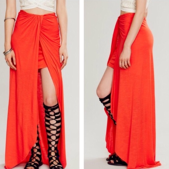 Free People Blood Orange Maxi Skirt