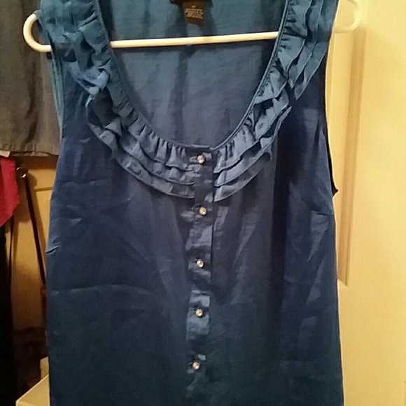 Royal blue sleeveless dressy blouse - Picture 1 of 3