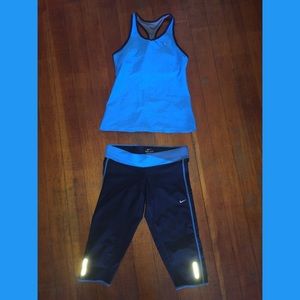 Nike Drifit capris and tank. Sized medium.