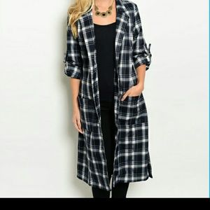 black and white plaid long shirt