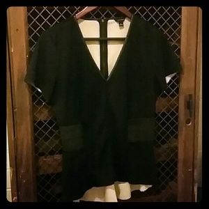 Black peplum style top