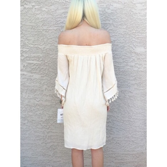 SALE!!!  Cream bohemian tassel summer dress - Picture 3 of 4