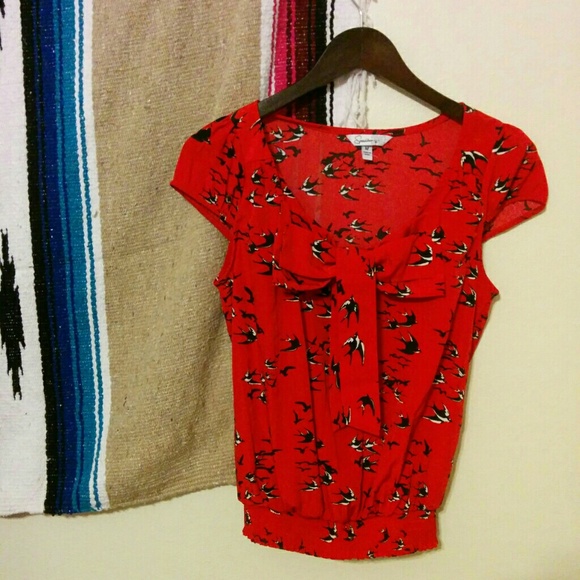 Speechless Red sparrow blouse