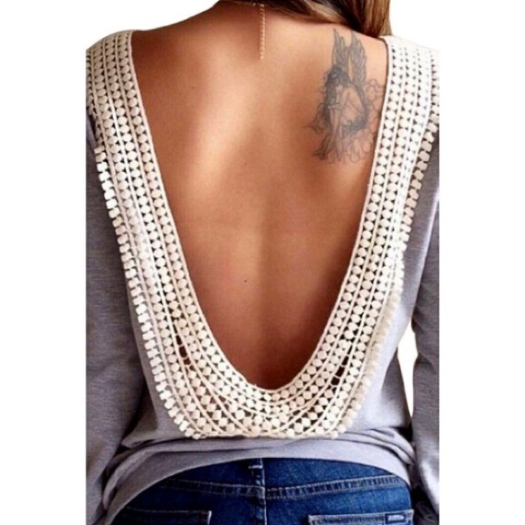 Brand new backless long sleeve blouse