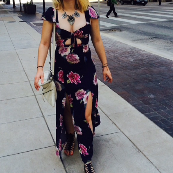 Reformation floral cutout dress