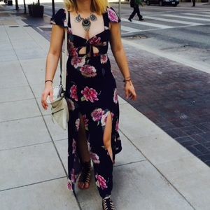 Reformation floral cutout dress