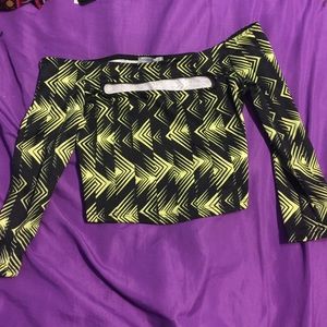 Cut out Charlotte Russe crop top lime and black