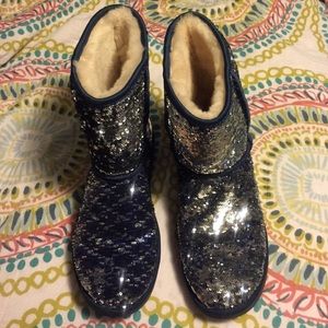 Navy Blue and Silver UGGS
