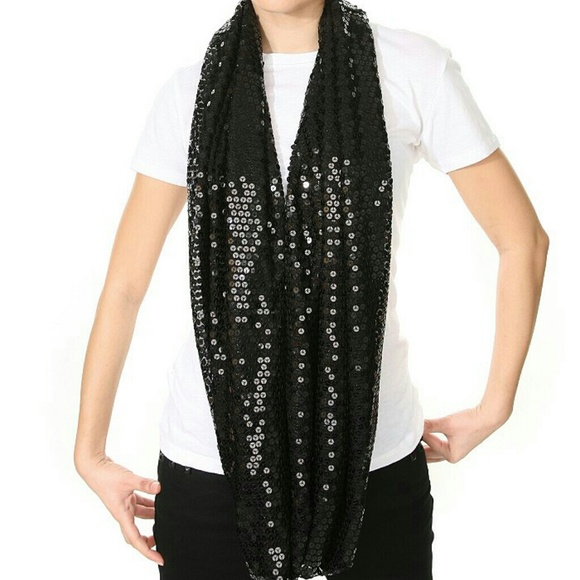 HP 12/6 Black sequins Infinity scarf nwot - Picture 3 of 3