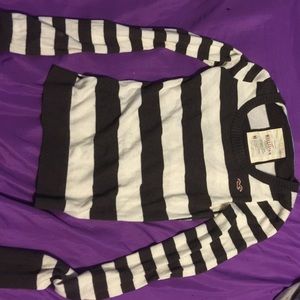 Brown and white stripe long sleeve Hollister top