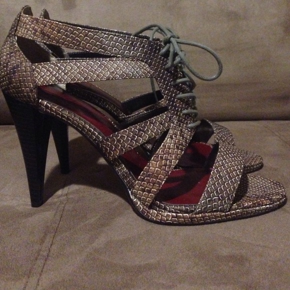 Brown snake print heels