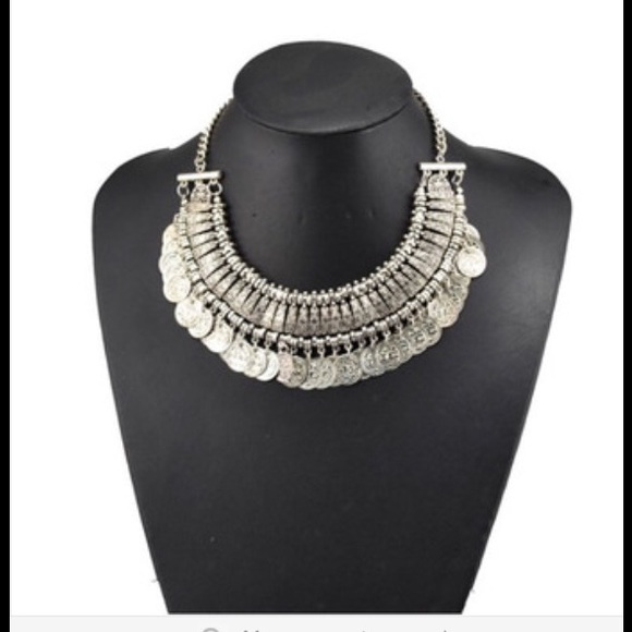 Hot S Stylish Boho Silver Coins Choker Necklace